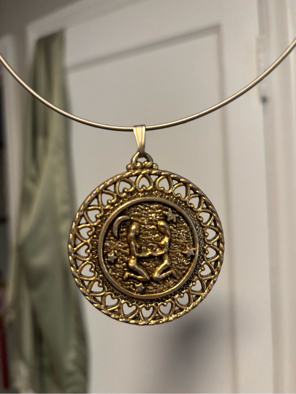 Gold-Tone Zodiac Gemini Medallion Pendant Necklace